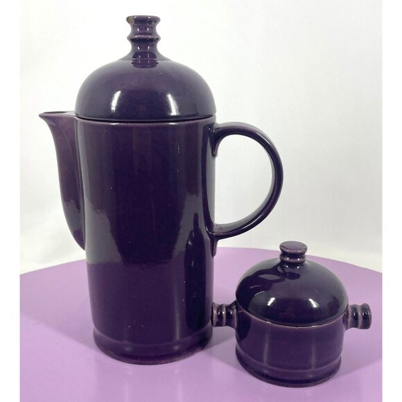 Vintage Ceramano MOD coffee pot, sugar bowl, purple West Germany Ceramano, set - Picture 4 of 10